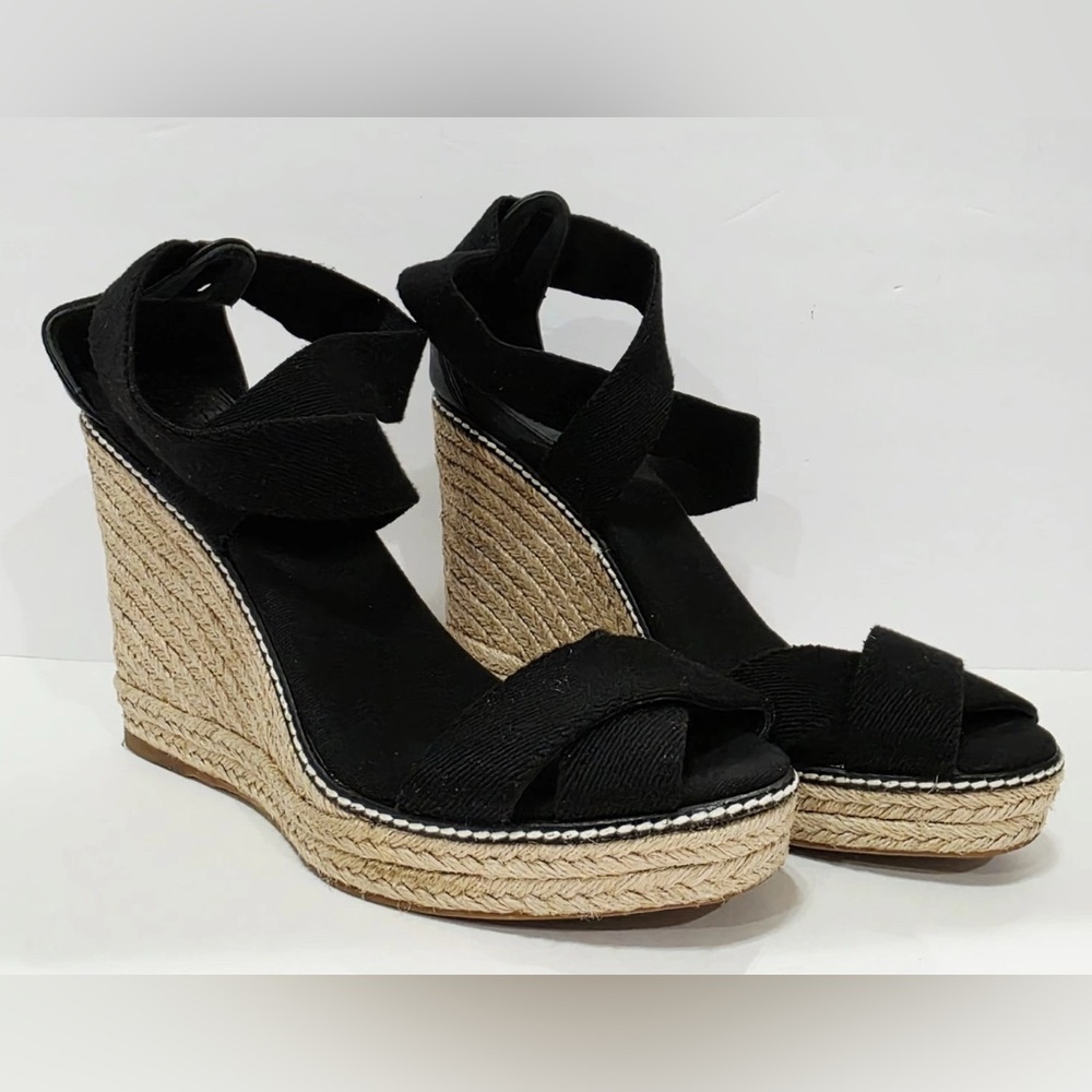 Women's Black Espadrille Wedge Sandals - Classic Summer Style